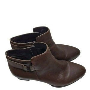Alfani Womens Brown Leather Almond Closed Toe Booties Ankle Boots Shoes Sz 9.5 M